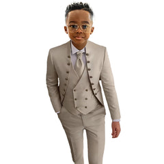 Boys Suit Fashion Design 3-piece Wedding Tuxedo Kids Custom Jacket Pants Vest Complete Suit Available for 2-18 years old SHOWLU FASHION STORE
