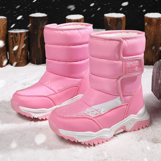 2025 Winter Children Boots Princess Elegant Girls Shoes Water Proof Girl Boy Snow Boots Kids Warm High Quality Plush Boots SHOWLU FASHION STORE