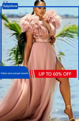 Plus Size Women 5xl Dresses Mesh Sleeveless Party Elegant Dresses 2024 Summer Lady Fashion Split Gowns Evening Wholesale Clothes SHOWLU FASHION STORE