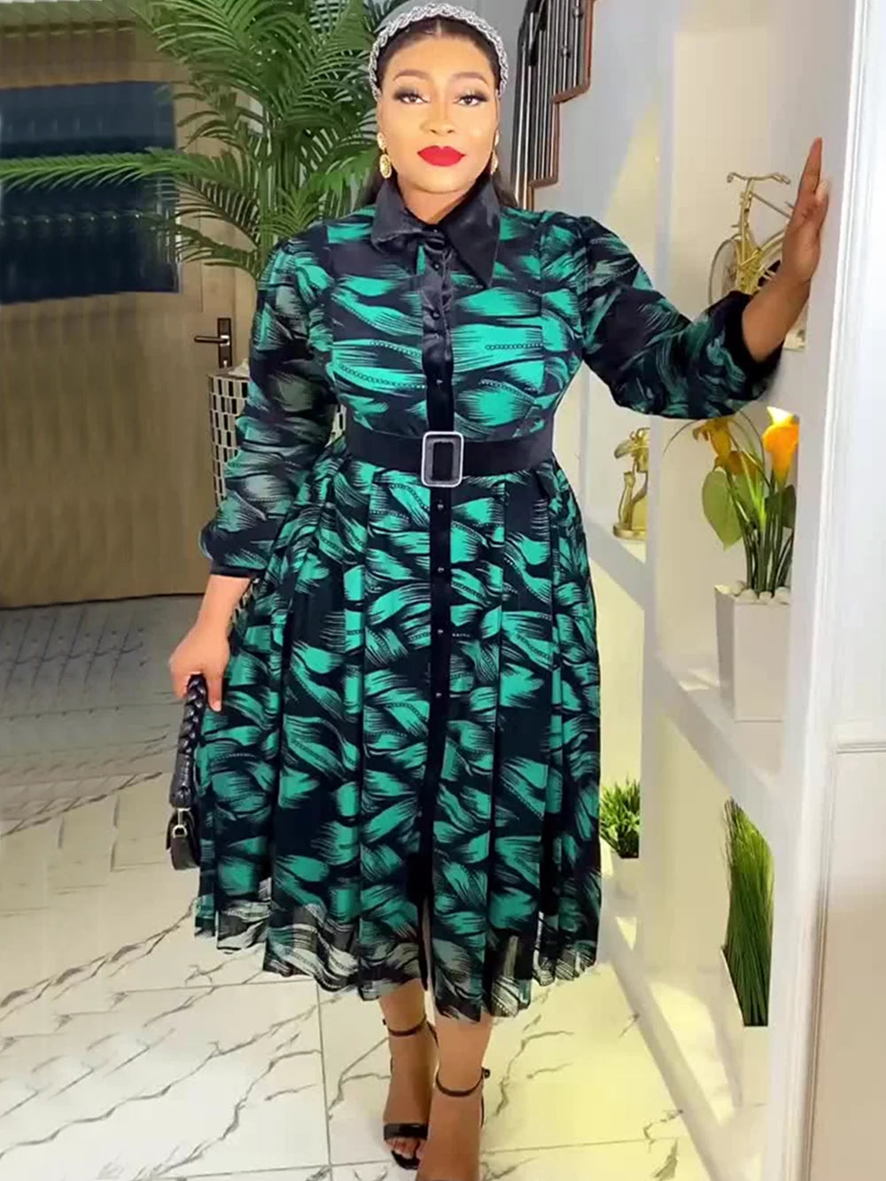 Elegant African Dresses for Women Long Sleeve Africa Clothing Plus Size Evening Party Dress Dashiki Ankara Turkey Outfits Robe SHOWLU FASHION STORE