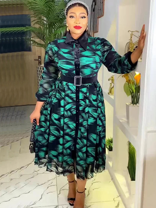 Elegant African Dresses for Women Long Sleeve Africa Clothing Plus Size Evening Party Dress Dashiki Ankara Turkey Outfits Robe SHOWLU FASHION STORE