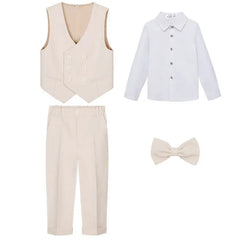 JUCPKID Children's Vest 3/4pcs Suit Formla Elegant Kids Boys Wedding Suit Kids Waistcoat Pants Bowtie Boys Suits Outfits Set SHOWLU FASHION STORE