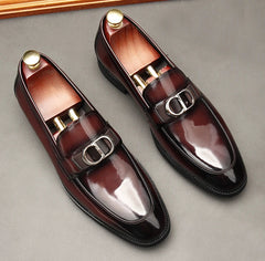 Men's Business Casual Patent Leather Shiny Square Head Slip-on Shoe SHOWLU FASHION STORE