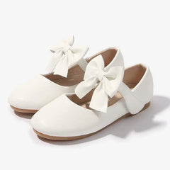 3-12 Christmas Party Dress Girls Gold Shoes with Bow Princess Dresses Barbie Shoes for Girls White Wedding Ceremony Girls' Shoes SHOWLU FASHION STORE