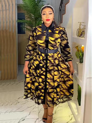 Elegant African Dresses for Women Long Sleeve Africa Clothing Plus Size Evening Party Dress Dashiki Ankara Turkey Outfits Robe SHOWLU FASHION STORE