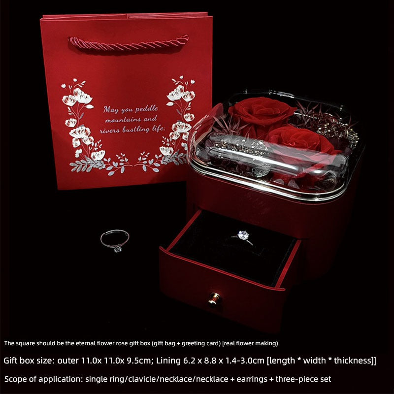 Preserved Fresh Flower Rose Exchange Small Exquisite Jewelry Box SHOWLU FASHION STORE