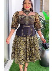 Plus Size African Wedding Party Dresses for Women 2024 New Dashiki Ankara Evening Gown Elegant Turkey Outfit Robe Africa Clothes SHOWLU FASHION STORE