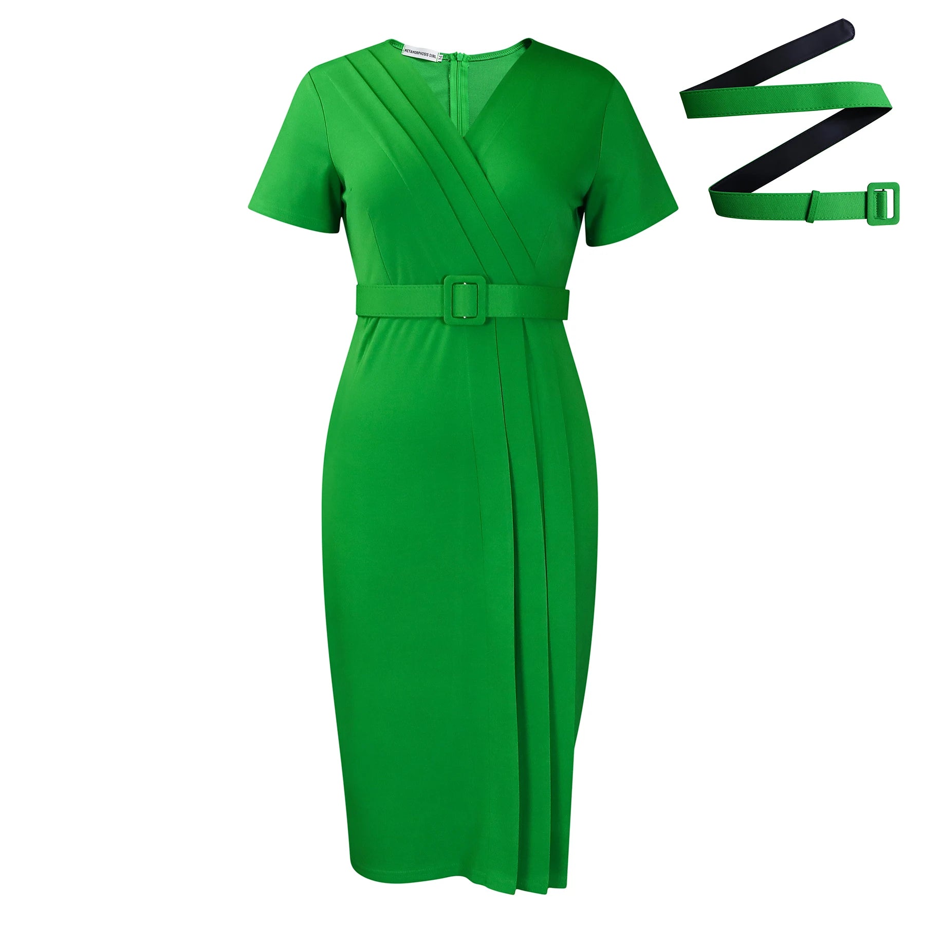 Summer new arrival fashion sexy V-neck casual slim fit ruched pencil dress short sleeve elegant plus size dress women clothing SHOWLU FASHION STORE