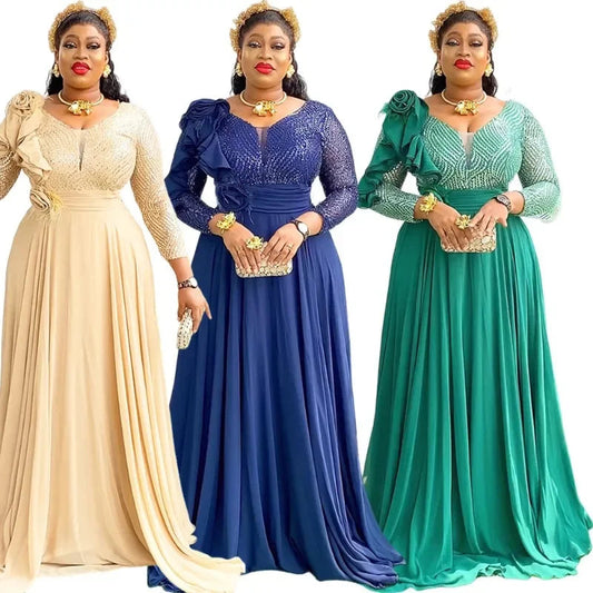 Africa Clothing Elegant African Dresses for Women 2025 Spring Plus Size Wedding Party Long Dress Dashiki Ankara Outfits Robe SHOWLU FASHION STORE