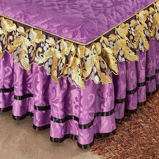 Plush Winter Warm Bedspread on The Bed Thickened Bed Skirt-style Embroidery Cotton Quilt Bedding Cover or Pillowcases SHOWLU FASHION STORE