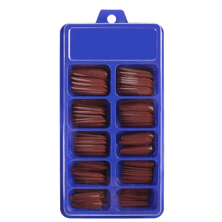 100pcs False Nail Press On Nails Acrylic Extension Coffin Forms Nail Tips Gel Nail Polish Artificial Nail Sets Kits Tools KE1895 SHOWLU FASHION STORE