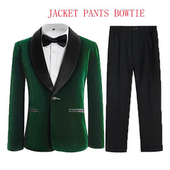 Children Formal Jacket Pants Bowtie 3PCS Photograph Suit Kids 1Year Birthday Party Dress Boys Wedding Performance Evening Set SHOWLU FASHION STORE