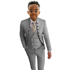 Boys Suit Fashion Design 3-piece Wedding Tuxedo Kids Custom Jacket Pants Vest Complete Suit Available for 2-18 years old SHOWLU FASHION STORE