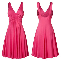 Plus Size Sling Pleated Slim Flare Skirt Dresses Women V-neck Cocktail Party Dress Gown Retro Vestidos de fiesta Female Sundress SHOWLU FASHION STORE