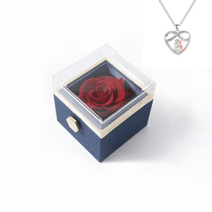 Rotating Rose Gift Box Acrylic Ring Necklace Preserved Flower Jewelry Box For Girlfriend Mother Valentine's Day Christmas Gifts SHOWLU FASHION STORE