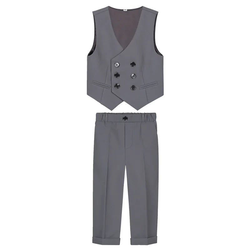 JUCPKID Children's Vest 3/4pcs Suit Formla Elegant Kids Boys Wedding Suit Kids Waistcoat Pants Bowtie Boys Suits Outfits Set SHOWLU FASHION STORE