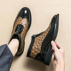 Fashion Leather Boots Ankle Boots Pointed Toe Low Heels Men Casual Platform Chelsea Boots Men's Business Boots and Wedding Shoes SHOWLU FASHION STORE