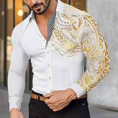 Men's Shirts Button-down Shirts Casual Shirts Black White Burgundy Long Sleeves Lapel Spring and Fall Wedding Party Clothing 6XL SHOWLU FASHION STORE