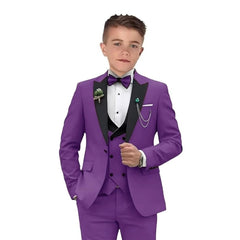 Velvet Peacked Lapel Boy's Suit Set Champagne 4-Pieces Kids Tuxedo Set Blazer Vest Pants Bow-tie For  Birthday Graduation SHOWLU FASHION STORE