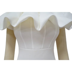 Elegant Women Long Evening Dresses Ruched Off Shoulder Slim Bodycon Mermiad White Dress Formal Party Wedding Guest Gown SHOWLU FASHION STORE