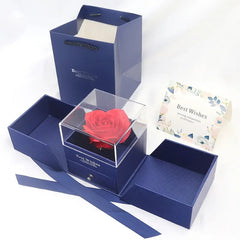 Rose Jewelry Gift Box Bow Packaging Luxury Double Door Drawer Necklace For Girlfriend Mom Simulation Flower Creative Romantic SHOWLU FASHION STORE
