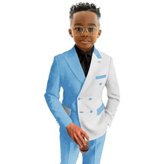 Boys Suit Fashion Wedding Tuxedo 2-piece Set Pointed Collar Jacket Double Breasted Blazer Pants for Party SHOWLU FASHION STORE