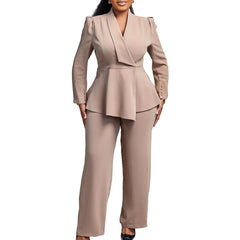2 Two Piece Wide Leg Pant Suit for Women Formal Pants Set Elegant Wedding Party Dress Office Work Business Outfits Formal Wear SHOWLU FASHION STORE