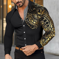 Men's Shirts Button-down Shirts Casual Shirts Black White Burgundy Long Sleeves Lapel Spring and Fall Wedding Party Clothing 6XL SHOWLU FASHION STORE