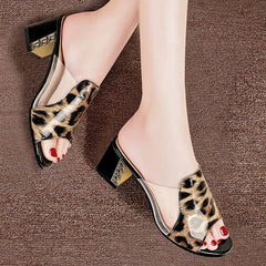 New Slippers Women Peep Toe High Heels Summer Shoes Wear Square Heel Women Shoes Fashion Slippers Ladies Shoes Thick Heel Women SHOWLU FASHION STORE