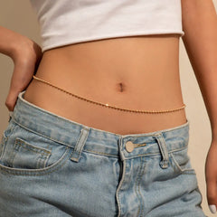 Showlu Fashion Store 0 Sexy Vintage Aesthetic Belly Chain Thin Beads Link Body Chain Waist Chain Belt Y2K Streetwear Summer Women Fashion Body Jewelry