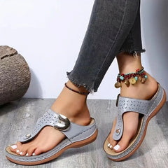2023 Summer Women Wedge Sandals Premium Orthopedic Open Toe Sandals Vintage Anti-slip Leather Casual Female Platform Retro Shoes SHOWLU FASHION STORE