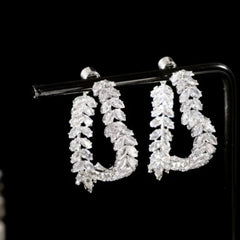 Korean Style Light Luxury Heavy Industry Love Niche Design Full of Zircon Leaves High-end Earrings for Women Jewelry. SHOWLU FASHION STORE