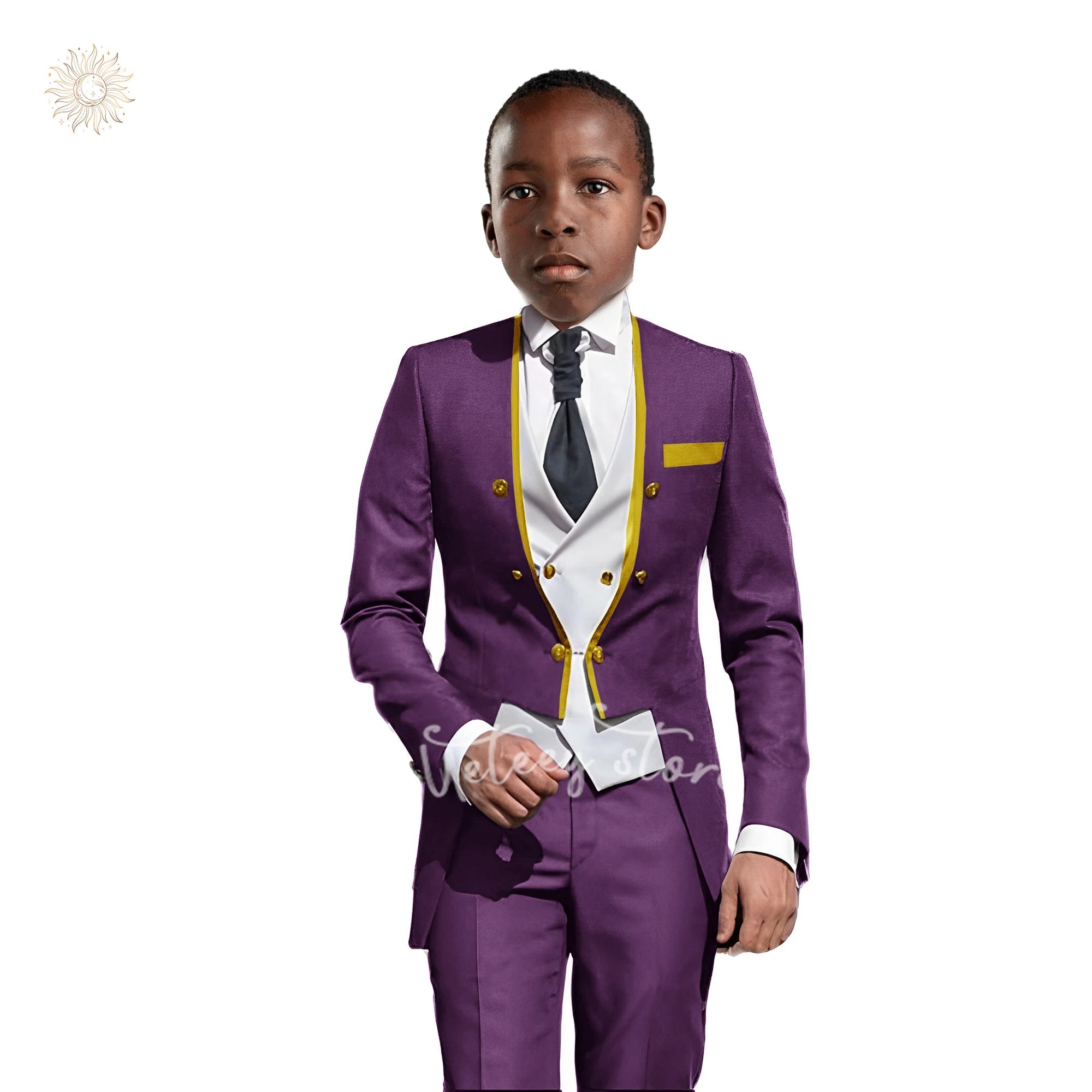 Boys Tuxedo Suit Slim Fit 3 Pieces Kids Formal Suit Blazer Pants Vest Set fit 3-16 Years SHOWLU FASHION STORE