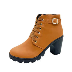 New Spring Winter Women Pumps Boots High Quality Lace-up European Ladies Shoes PU High Heels Boots Fast Delivery Platform Boots SHOWLU FASHION STORE