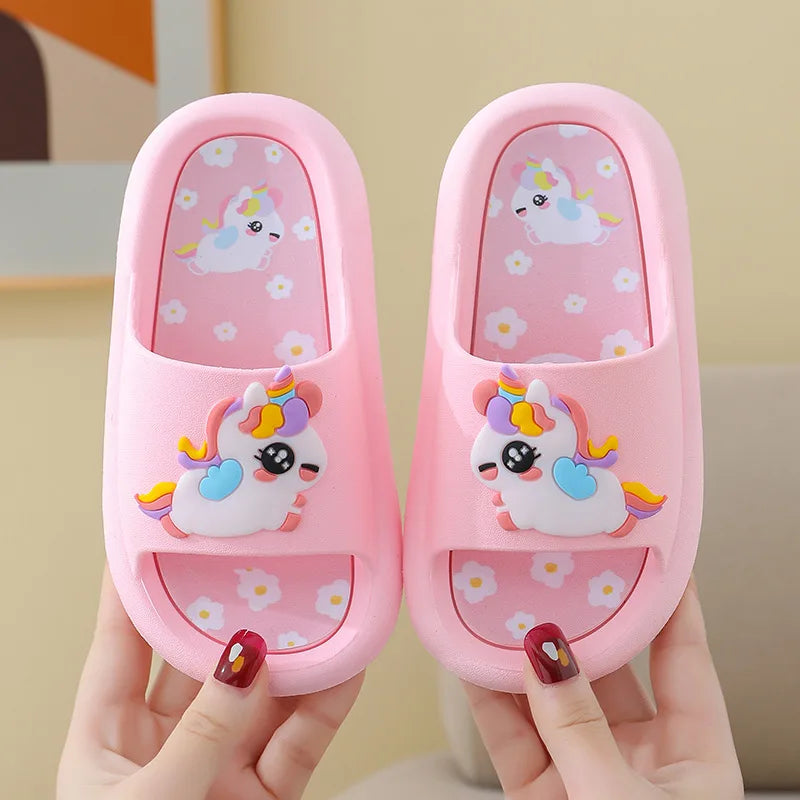 Summer Cartoon Children's Slippers Girl Unicorn Slipper Kids Cute Indoor Home Bathroom Shoes Boy Dinosaur Flip Flops Einhorn SHOWLU FASHION STORE