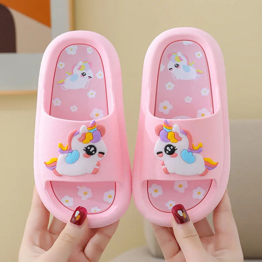 Summer Cartoon Children's Slippers Girl Unicorn Slipper Kids Cute Indoor Home Bathroom Shoes Boy Dinosaur Flip Flops Einhorn SHOWLU FASHION STORE