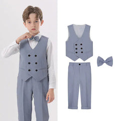 JUCPKID Children's Vest 3/4pcs Suit Formla Elegant Kids Boys Wedding Suit Kids Waistcoat Pants Bowtie Boys Suits Outfits Set SHOWLU FASHION STORE