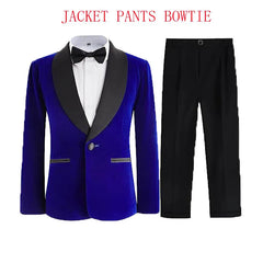 Children Formal Jacket Pants Bowtie 3PCS Photograph Suit Kids 1Year Birthday Party Dress Boys Wedding Performance Evening Set SHOWLU FASHION STORE