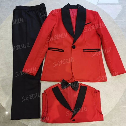 Classic Paisley Suits for Boys 4-Piece Smart Stylish Boy's Tuxedo Formal Outfit For Kids Blazer Vest And Pants For Party SHOWLU FASHION STORE
