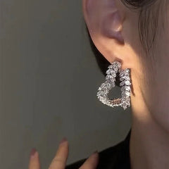 New Design Luxury Zircon Flower Stud Earrings for Women Fashion Brand Jewelry Double Used Crystal Leaves Earrings SHOWLU FASHION STORE