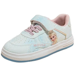 Disney Children's Casual Shoes Elsa Princess Frozen Girls' Sneakers White Pink Breathable Fashion Round Toe Shoes Size 24-37 SHOWLU FASHION STORE