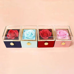 1PC Rotating Eternal Rose Flower Jewelry Box Ring Earrings Necklace Storage Boxes Wedding Valentine's Day Gift Boxes for Lovers SHOWLU FASHION STORE