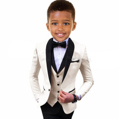 Luxury Boys Suit 3 Piece Spliced Lapel Wedding Tuxedo Formal Jacket Vest Pants Kids Slim Fit Set Fashion Complete Outfit SHOWLU FASHION STORE