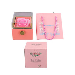 1PC Rotating Eternal Rose Flower Jewelry Box Ring Earrings Necklace Storage Boxes Wedding Valentine's Day Gift Boxes for Lovers SHOWLU FASHION STORE