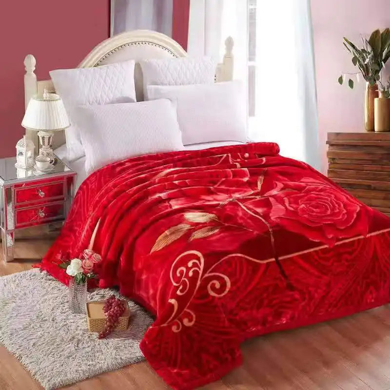 Soft Warm Weighted Blankets For Beds Winter Double Layers Fluffy Faux Fur Mink Throw Thicken Fleece Quilts Blankets SHOWLU FASHION STORE