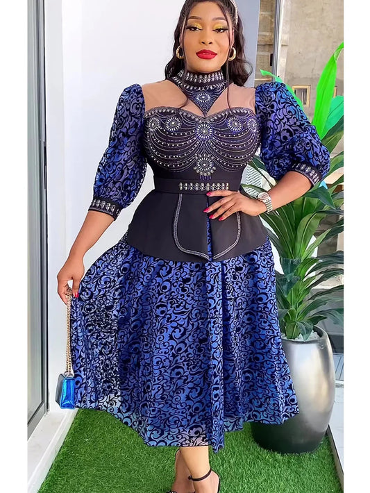 Plus Size African Wedding Party Dresses for Women 2024 New Dashiki Ankara Evening Gown Elegant Turkey Outfit Robe Africa Clothes SHOWLU FASHION STORE