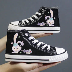 Disney Frozen Elsa Canvas Shoes 2025 New Kids White Shoes Cartoon Snow White Casual Sneakers Kuromi Tennis Shoes Size 26-37 SHOWLU FASHION STORE
