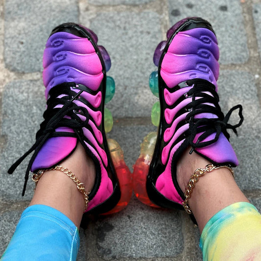 New Candy Color Men Transparent Bottom Sneakers Running Shoes Women Hiking Shoes Couple Autumn Rainbow Sports Shoes wholesale SHOWLU FASHION STORE