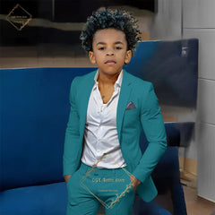 Kids' Orange Single-Breasted Suit (Jacket + Trousers) – Stylish Slim Fit, Perfect for Weddings & Cocktail Parties SHOWLU FASHION STORE