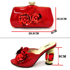Doershow Italian Shoes And Bag Sets For Evening Party With Stones Italian Leather Handbags Match Bags!HZX1-6 SHOWLU FASHION STORE
